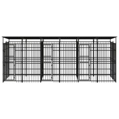 vidaXL Outdoor-Hundezwinger mit Dach Stahl 11,06 m² 
