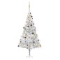 Künstlicher Weihnachtsbaum mit LEDs & Kugeln Silbern 240 cm PET Künstlicher Weihnachtsbaum mit LEDs & Kugeln Silbern 240 cm PET