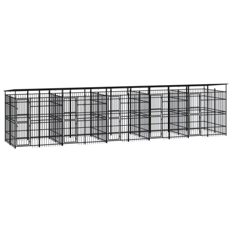 vidaXL Outdoor-Hundezwinger mit Dach Stahl 18,43 m² 