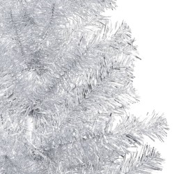 Künstlicher Weihnachtsbaum mit LEDs & Kugeln Silbern 240 cm PET