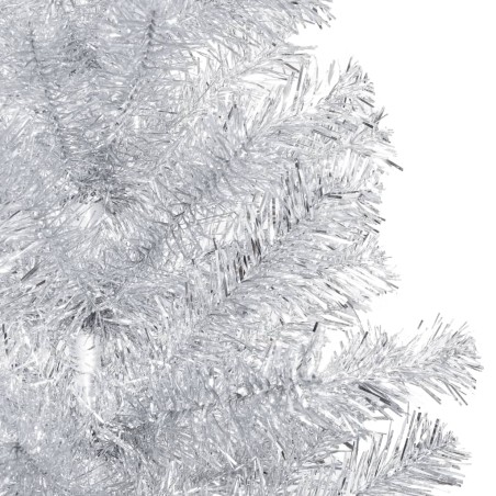 Künstlicher Weihnachtsbaum mit LEDs & Kugeln Silbern 240 cm PET