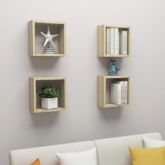 vidaXL Würfelregale 4 Stk. Sonoma-Eiche 30x15x30 cm