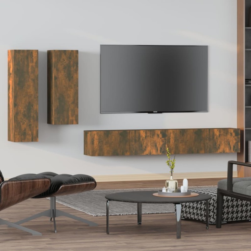 vidaXL 4-tlg. TV-Schrank-Set Räuchereiche Holzwerkstoff vidaXL 4-tlg. TV-Schrank-Set Räuchereiche Holzwerkstoff