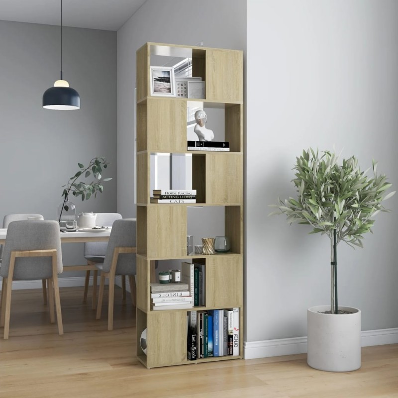 vidaXL Bücherregal Raumteiler Sonoma-Eiche 60x24x186 cm Holzwerkstoff vidaXL Bücherregal Raumteiler Sonoma-Eiche 60x24x186 cm Holzwerkstoff