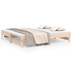 vidaXL Tagesbett Ausziehbar 2x(75x190) cm Massivholz Kiefer