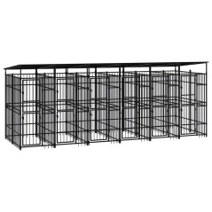 vidaXL Outdoor-Hundezwinger mit Dach Stahl 11,06 m² 