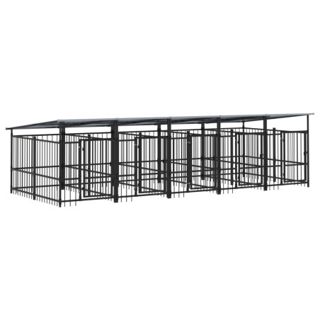 vidaXL Outdoor-Hundezwinger mit Dach Stahl 9,38 m²