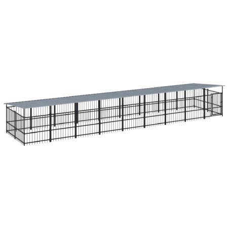 vidaXL Outdoor-Hundezwinger mit Dach Stahl 16,89 m²