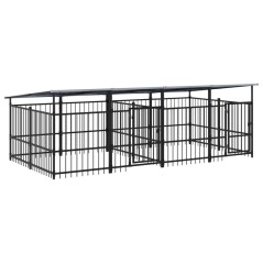 vidaXL Outdoor-Hundezwinger mit Dach Stahl 7,51 m²