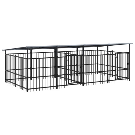 vidaXL Outdoor-Hundezwinger mit Dach Stahl 7,51 m²