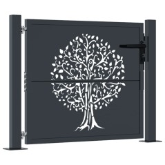 vidaXL Gartentor Anthrazit 105x105 cm Stahl Baum-Design