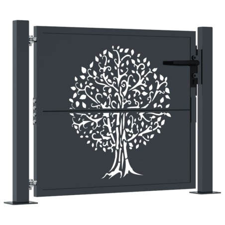 vidaXL Gartentor Anthrazit 105x105 cm Stahl Baum-Design