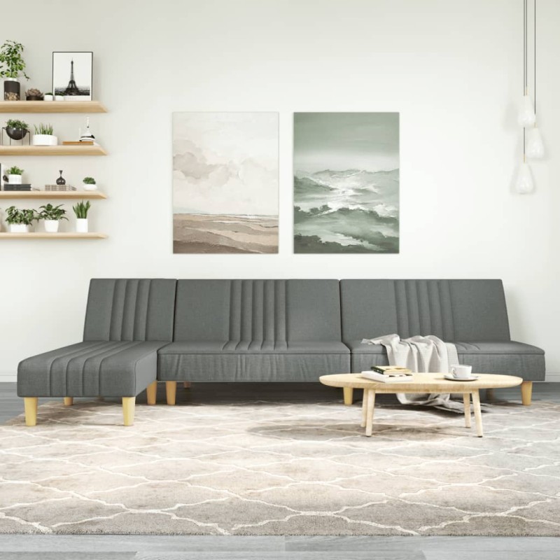 vidaXL Schlafsofa in L-Form Dunkelgrau 255x140x70 cm Stoff vidaXL Schlafsofa in L-Form Dunkelgrau 255x140x70 cm Stoff