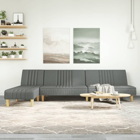 vidaXL Schlafsofa in L-Form Dunkelgrau 255x140x70 cm Stoff