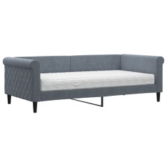 vidaXL Tagesbett mit Matratze Dunkelgrau 90x190 cm Samt