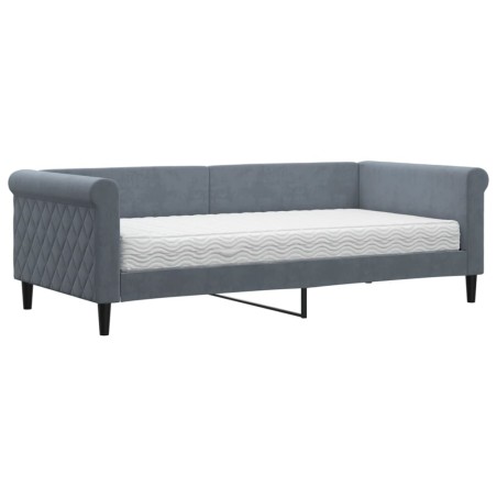 vidaXL Tagesbett mit Matratze Dunkelgrau 90x190 cm Samt