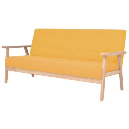 vidaXL Sofagarnitur 3-tlg. Stoff Gelb