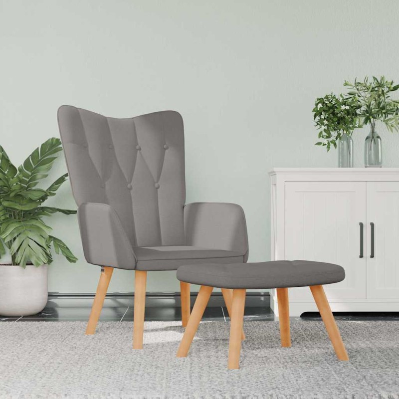 vidaXL Relaxsessel mit Hocker Taupe Stoff vidaXL Relaxsessel mit Hocker Taupe Stoff