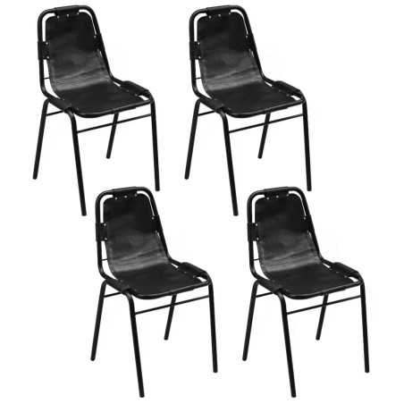 vidaXL Esszimmerstühle 4 Stk. Schwarz Echtleder 