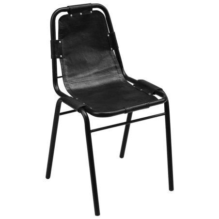 vidaXL Esszimmerstühle 4 Stk. Schwarz Echtleder 