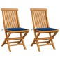 vidaXL Gartenstühle mit Königsblauen Kissen 2 Stk. Massivholz Teak vidaXL Gartenstühle mit Königsblauen Kissen 2 Stk. Massivholz Teak