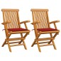 vidaXL Gartenstühle mit Roten Kissen 2 Stk. Massivholz Teak vidaXL Gartenstühle mit Roten Kissen 2 Stk. Massivholz Teak