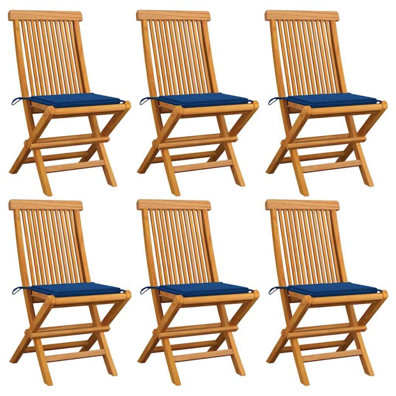 vidaXL Gartenstühle mit Königsblauen Kissen 6 Stk. Massivholz Teak vidaXL Gartenstühle mit Königsblauen Kissen 6 Stk. Massivholz Teak