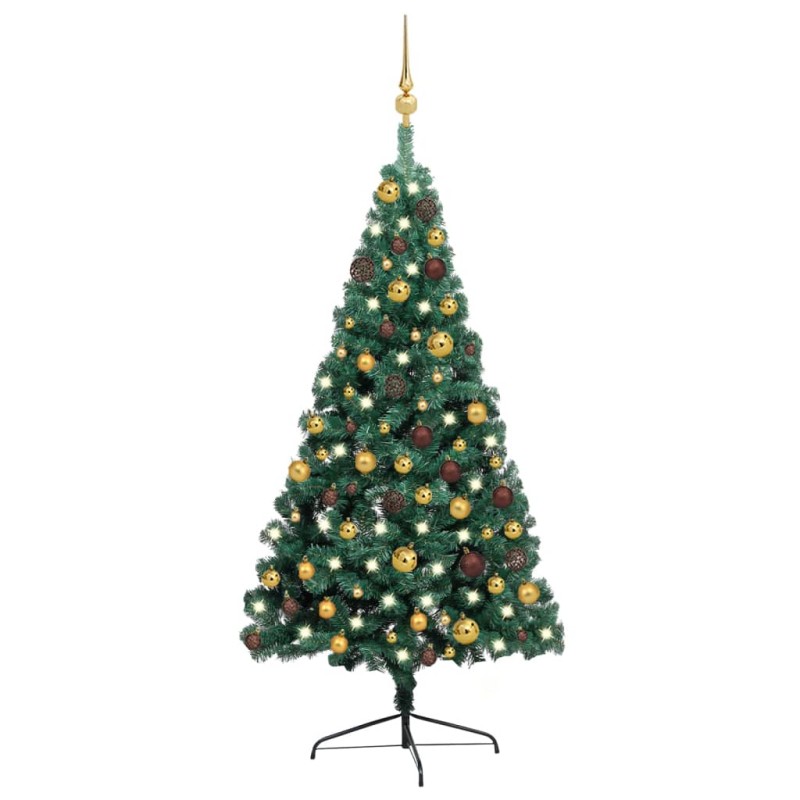 Künstlicher Halber Weihnachtsbaum mit LEDs & Kugeln Grün 120 cm Künstlicher Halber Weihnachtsbaum mit LEDs & Kugeln Grün 120 cm