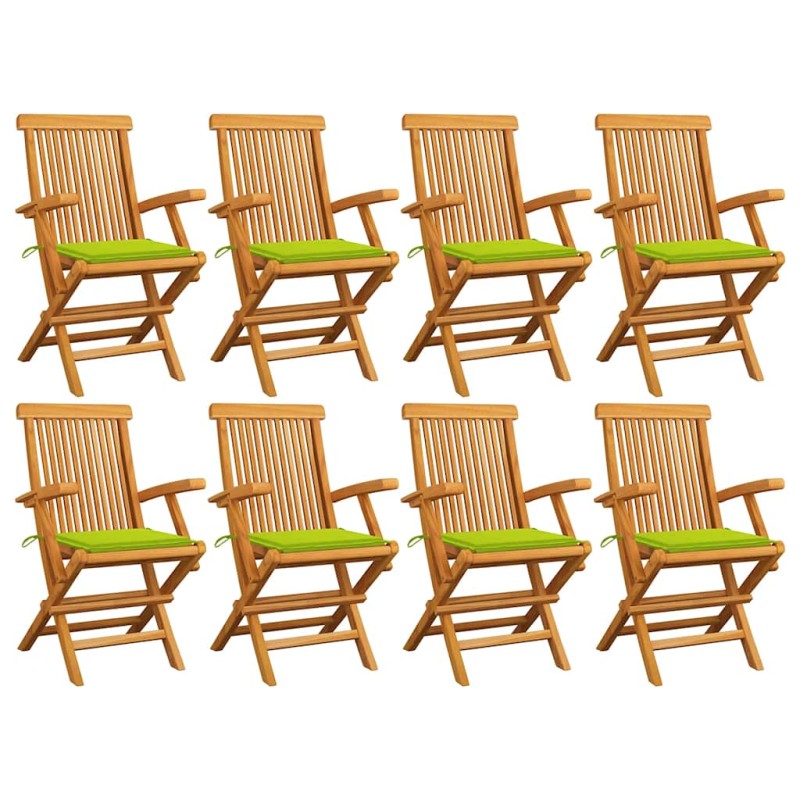 vidaXL Gartenstühle mit Hellgrünen Kissen 8 Stk. Massivholz Teak vidaXL Gartenstühle mit Hellgrünen Kissen 8 Stk. Massivholz Teak