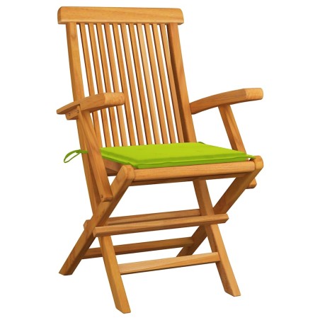 vidaXL Gartenstühle mit Hellgrünen Kissen 8 Stk. Massivholz Teak