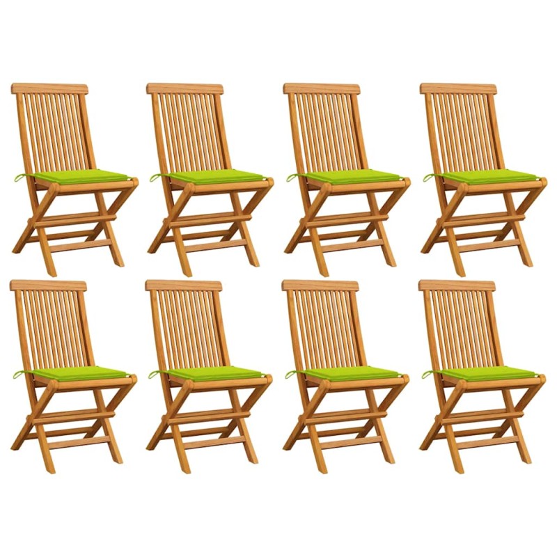 vidaXL Gartenstühle mit Hellgrünen Kissen 8 Stk. Massivholz Teak vidaXL Gartenstühle mit Hellgrünen Kissen 8 Stk. Massivholz Teak