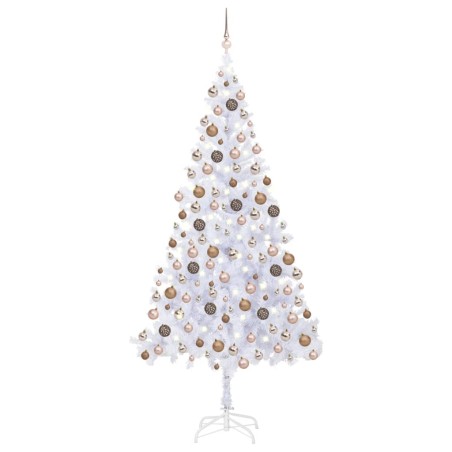 Künstlicher Weihnachtsbaum mit LEDs & Kugeln 210 cm 910 Zweige