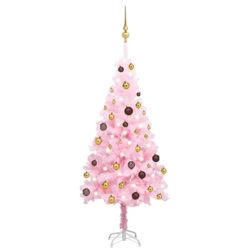 vidaXL Künstlicher Weihnachtsbaum mit Beleuchtung & Kugeln Rosa 120cm vidaXL Künstlicher Weihnachtsbaum mit Beleuchtung & Kugeln Rosa 120cm