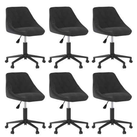 vidaXL Esszimmerstühle 6 Stk. Drehbar Schwarz Samt