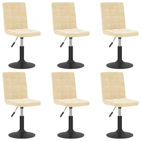 vidaXL Esszimmerstühle 6 Stk. Drehbar Creme Samt