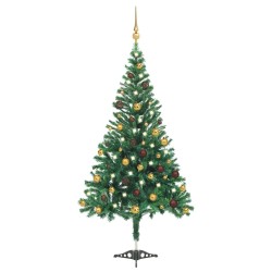 Künstlicher Weihnachtsbaum mit LEDs & Kugeln 210 cm 910 Zweige