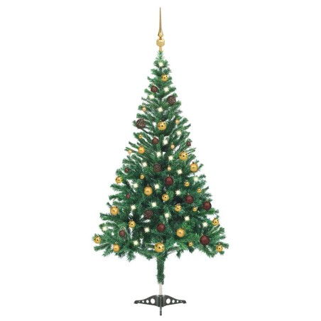 Künstlicher Weihnachtsbaum mit LEDs & Kugeln 210 cm 910 Zweige