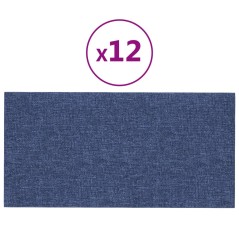 vidaXL Wandpaneele 12 Stk. Blau 30x15 cm Stoff 0,54 m²