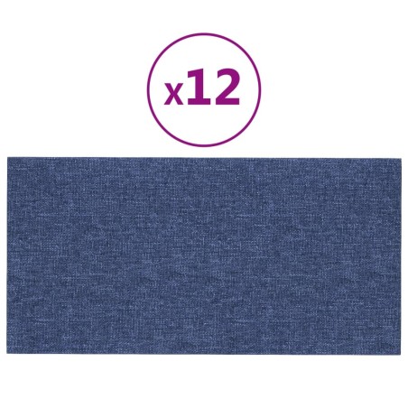 vidaXL Wandpaneele 12 Stk. Blau 30x15 cm Stoff 0,54 m²