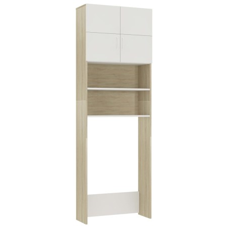 vidaXL Waschmaschinenschrank Weiß Sonoma-Eiche 64x25,5x190 cm