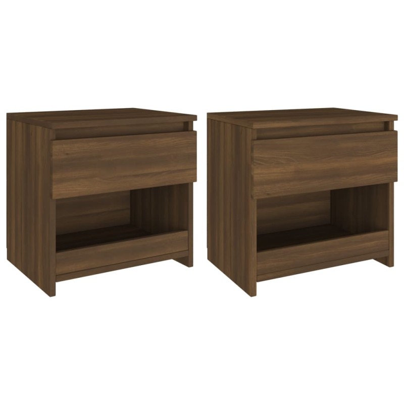 vidaXL Nachttische 2 Stk. Braun Eichen-Optik 40x30x39cm Holzwerkstoff