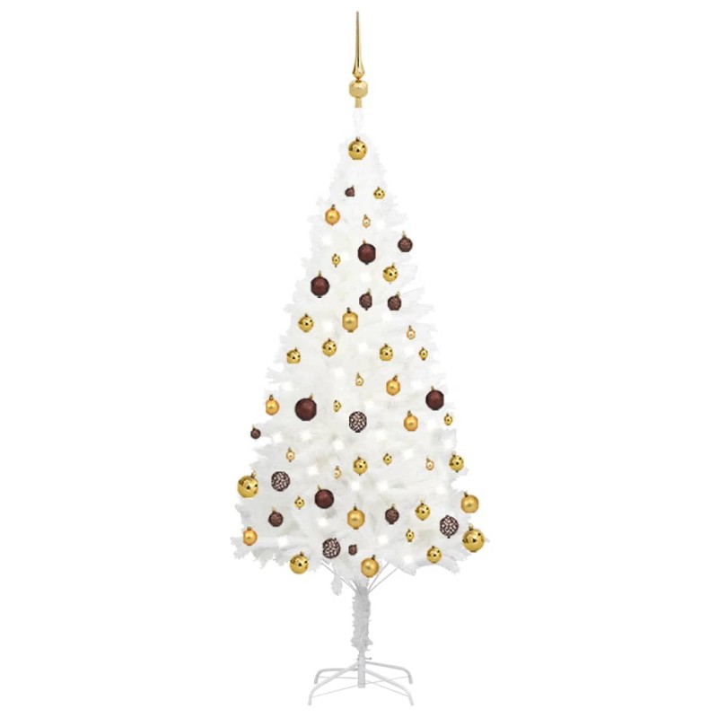 Künstlicher Weihnachtsbaum mit LEDs & Kugeln Weiß 150 cm Künstlicher Weihnachtsbaum mit LEDs & Kugeln Weiß 150 cm