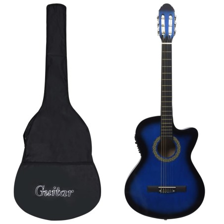 vidaXL 12-tlg. Western Gitarren-Set mit Equalizer und 6 Saiten Blau   