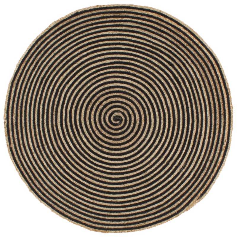vidaXL Teppich Handgefertigt Jute mit Spiralen-Design Schwarz 150 cm vidaXL Teppich Handgefertigt Jute mit Spiralen-Design Schwarz 150 cm