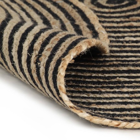 vidaXL Teppich Handgefertigt Jute mit Spiralen-Design Schwarz 150 cm