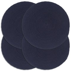 vidaXL Tischsets 4 Stk. Marineblau 38 cm Rund Baumwolle 