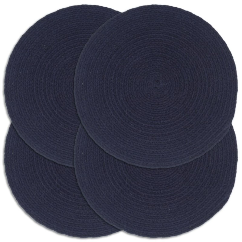 vidaXL Tischsets 4 Stk. Marineblau 38 cm Rund Baumwolle vidaXL Tischsets 4 Stk. Marineblau 38 cm Rund Baumwolle
