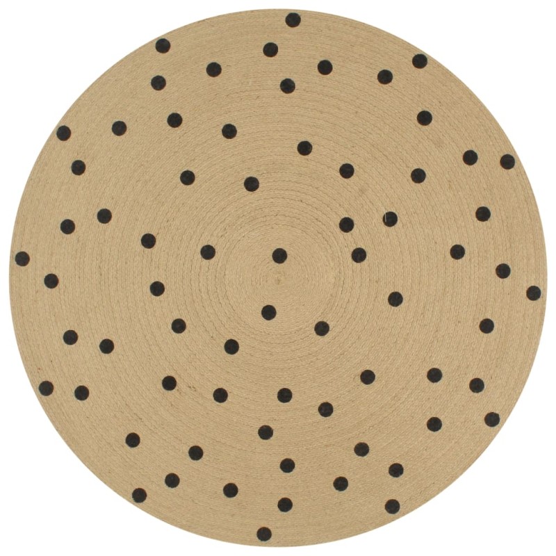 vidaXL Teppich Handgefertigt Jute mit Punktmuster 120 cm vidaXL Teppich Handgefertigt Jute mit Punktmuster 120 cm