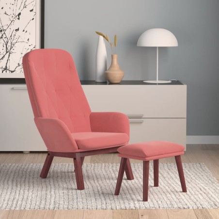 vidaXL Relaxsessel mit Hocker Rosa Samt