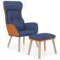 vidaXL Relaxsessel mit Hocker Blau Kunstleder & Stoff vidaXL Relaxsessel mit Hocker Blau Kunstleder & Stoff